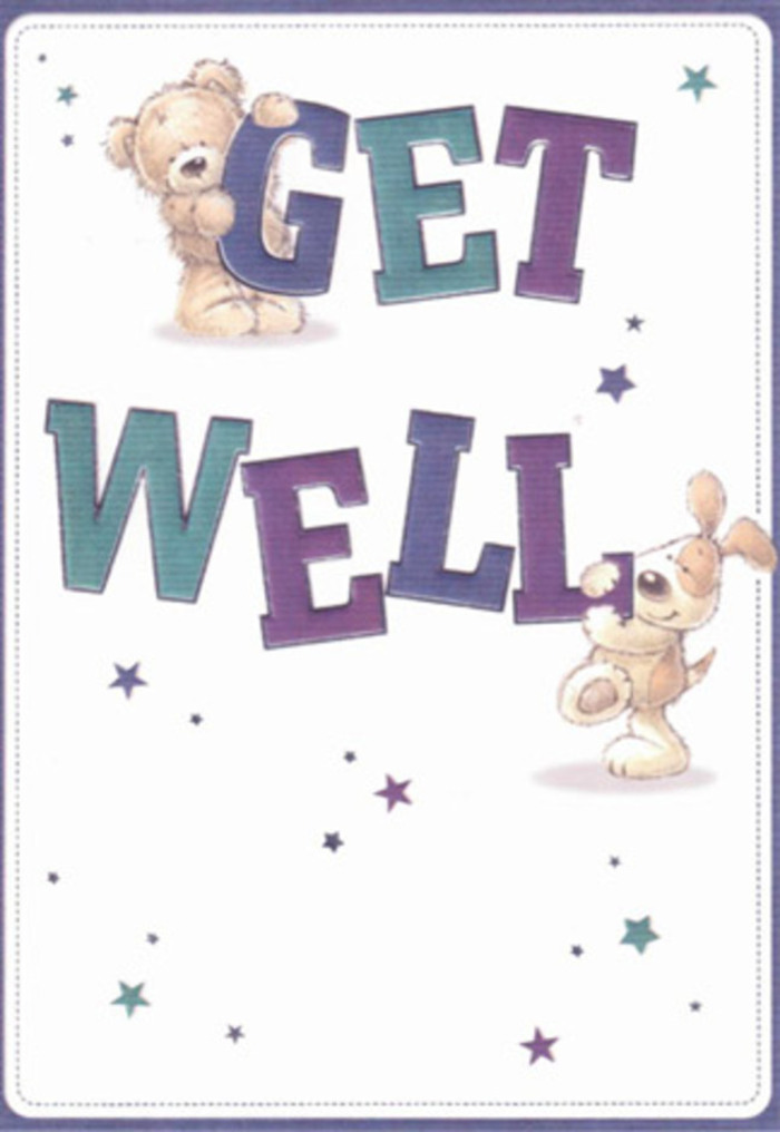 Few things say gentle encouragement quite like the friendly artistry captured on this get well card-a narrative of care that feels right at home here in tranquil Westcombe Park. Two lovable friends come to life: a plump bear, with fur shaded in soft, welcoming tones, and a floppy-eared puppy whose round, velvety ears beckon to be touched. Around them, playful stars flicker in purples and blues, as if carrying the neighbourhood's collective well wishes through the air, reminiscent of the joyful energy on weeks when the Westcombe Society gathers. The typography is bold and confident, aquas and violets layering together in a cheerful, reassuring voice that grounds the design like the familiar cobblestones of local streets. There's a tactile richness to the imagery; you can almost feel the softness beneath your fingertips, much like running your hand through a fresh bouquet. Imagining this card paired with flowers from a Westcombe Park florist, the combined gesture becomes a heartfelt statement of support. The mood is light, airy, and full of genuine uplift-perfect for anyone in the area needing a gentle but powerful message of hope and healing.